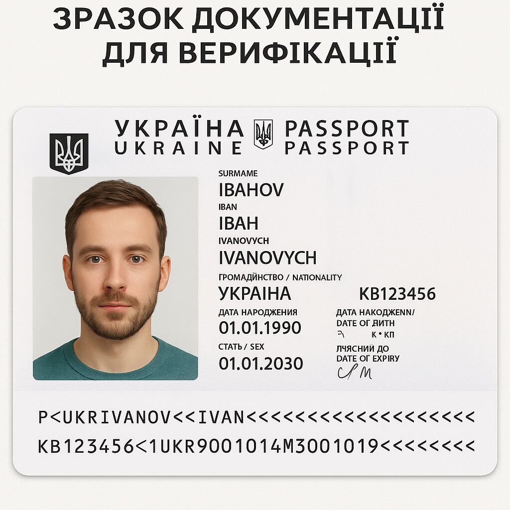 ЗРАЗОК ДОКУМЕНТАЦІЇ ДЛЯ ВЕРИФІКАЦІЇ
